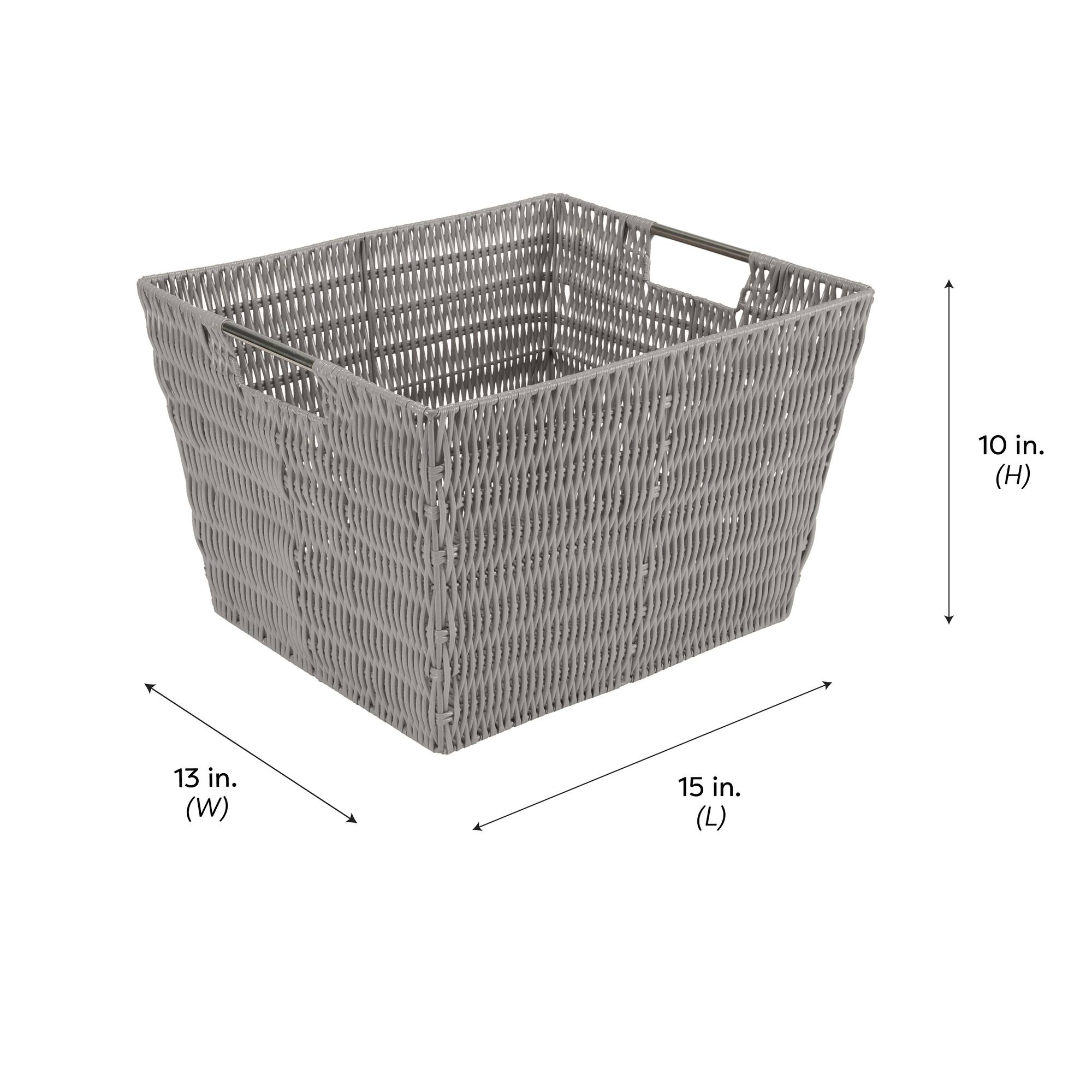 Simplify Large Gray Rattan Storage Tote Basket